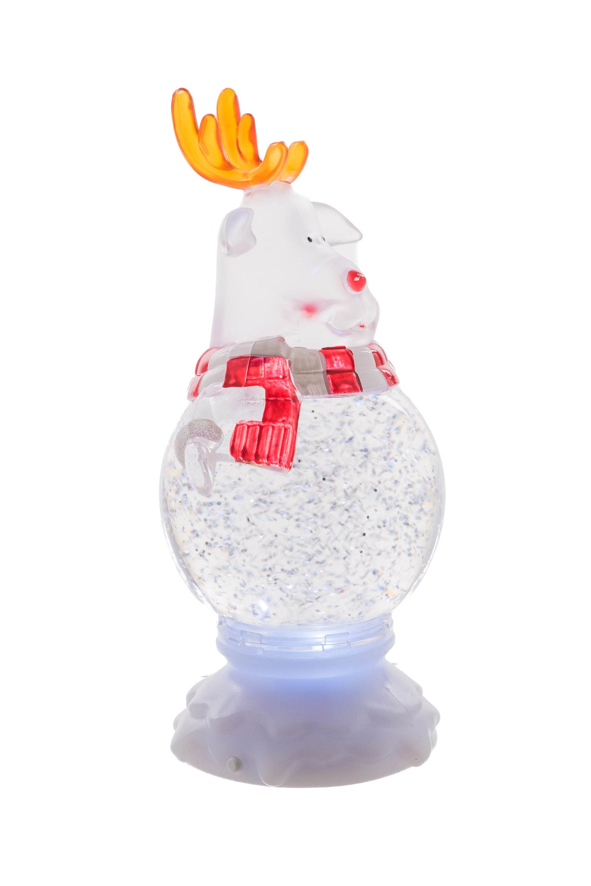 8.5" Clear Plastic Reindeer LED Snow Globe with Swirling Glitter