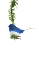 4" Clip-On Blue and White Foam Small Bird Ornament