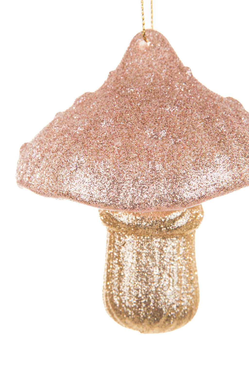 3.5" Hangable Champagne and Gold Acrylic Mushroom Ornament