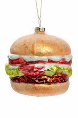 3.5" Brown and Red Glass Burger Ornament