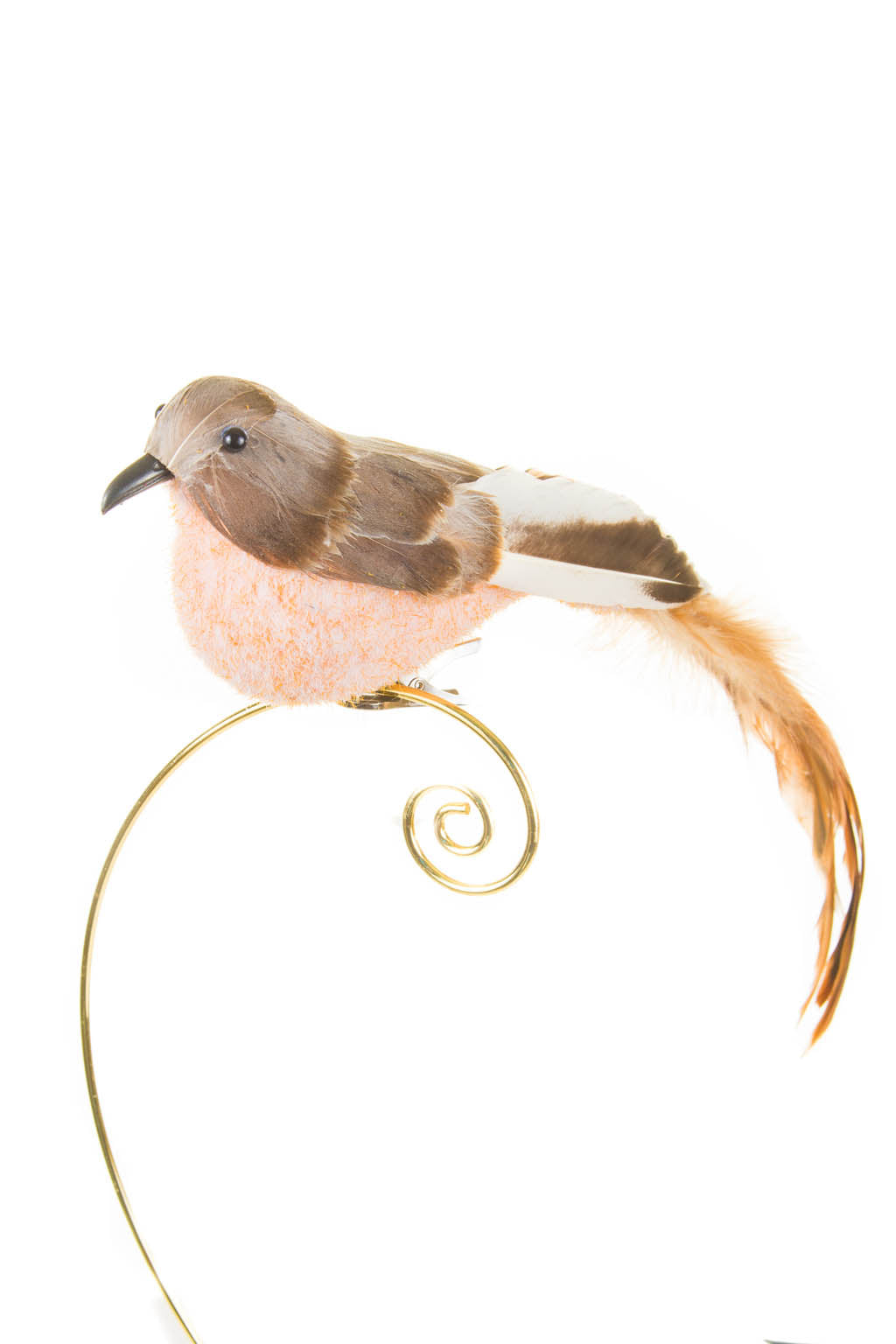 7.5" Clip-On Brown Foam Bird Ornament with Feathery Tail