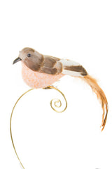 7.5" Clip-On Brown Foam Bird Ornament with Feathery Tail