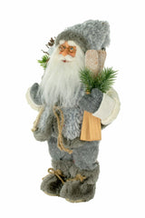 12" Gray Cloth Winter Santa Figurine with Skis