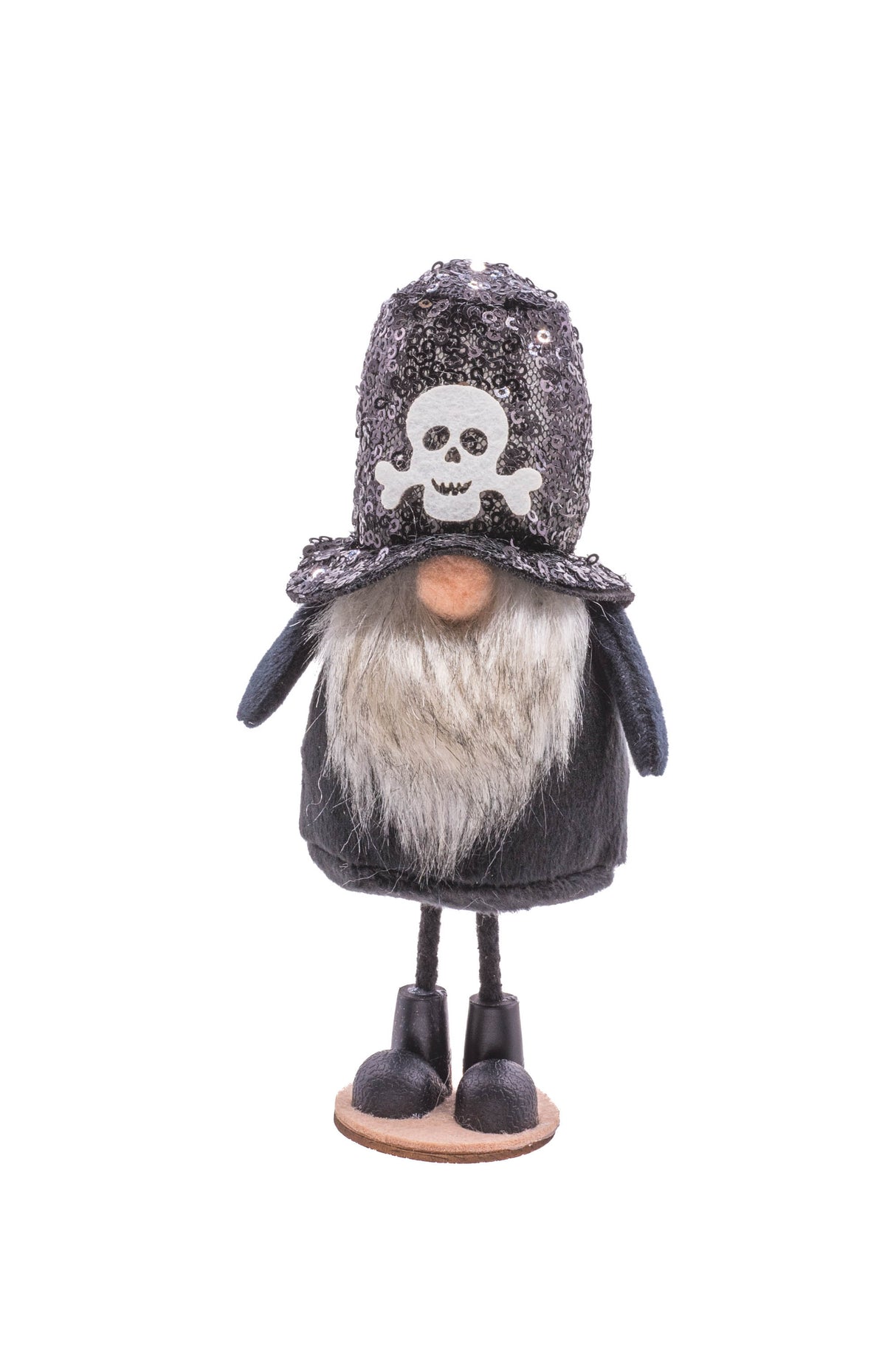 6.5" Black Cloth Pirate Gnome with Sequin Cap