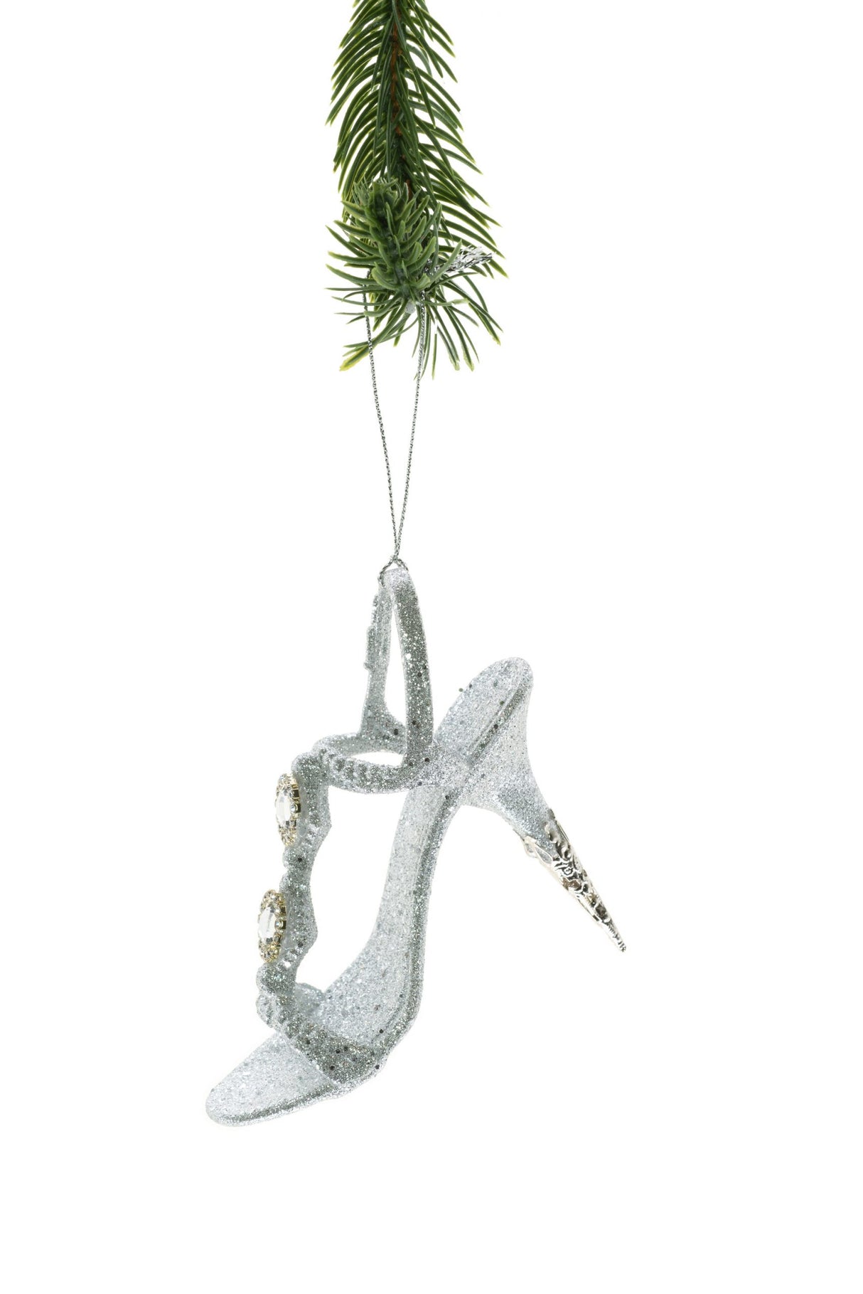 4.75"Hangable Silver High Heel Ornament
