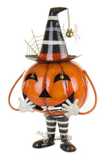28" Orange and Black Metal Bouncy Pumpkin Ornament