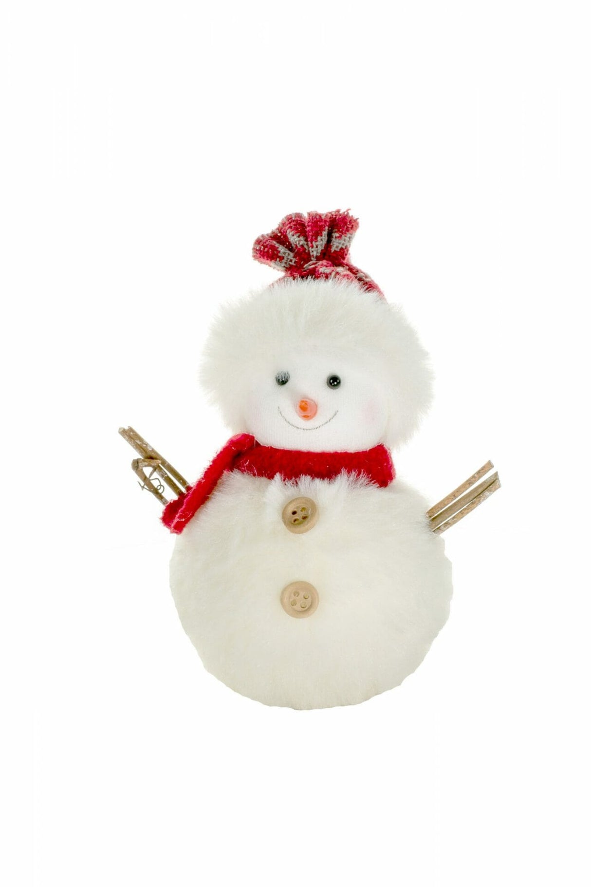 5" Hanging White and Red Cloth Snowman Ornament