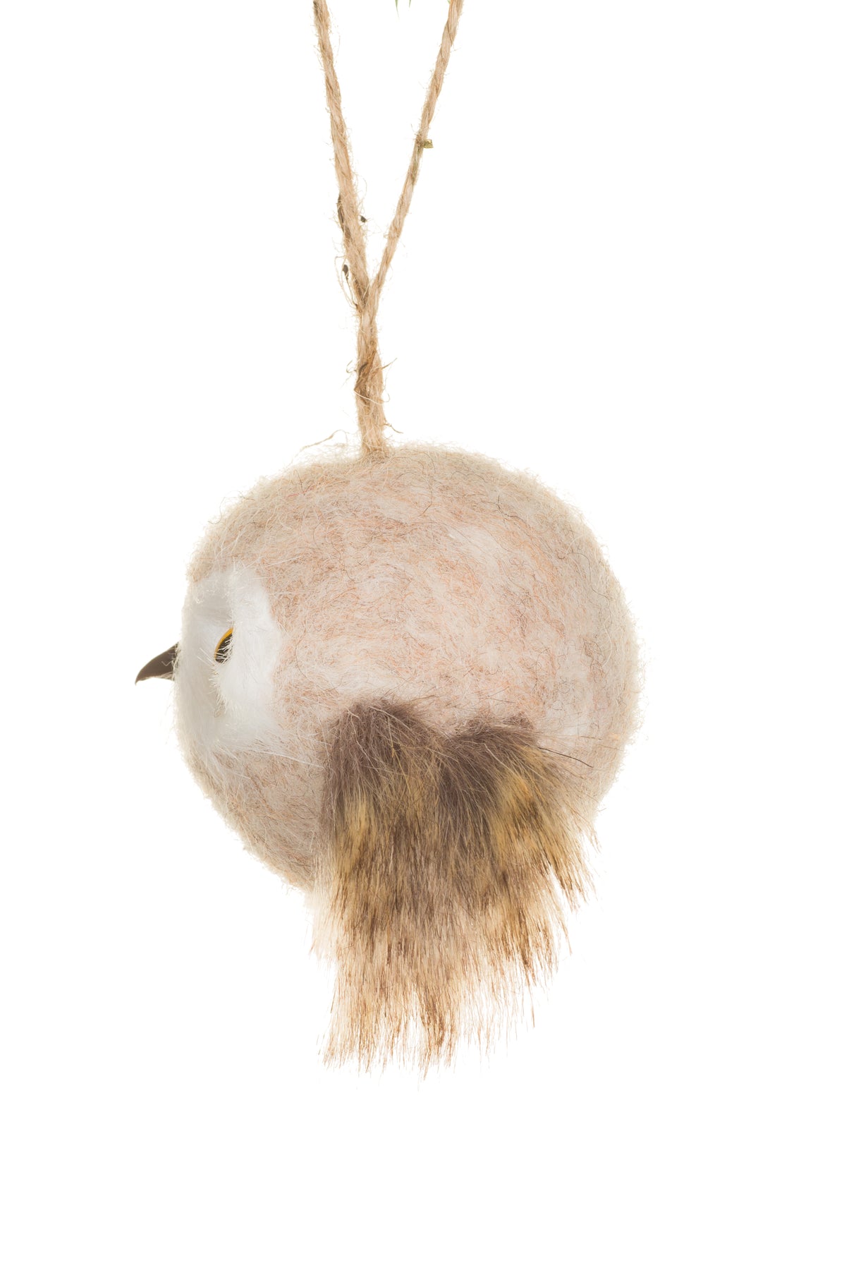 3.5" Hanging Brown Fabric Owl Chick Ornament