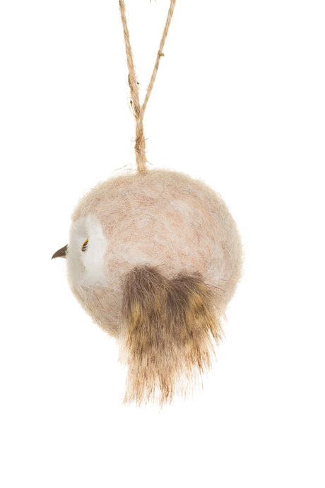 3.5" Hanging Brown Fabric Owl Chick Ornament