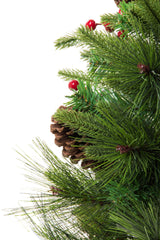 24" Green Pvc Mixed Pine Table Top Trees with Pinecones