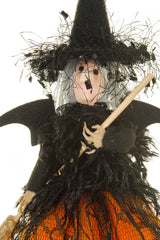 11" Orange and Black Cloth Grinning with Figurine with Bat Wings