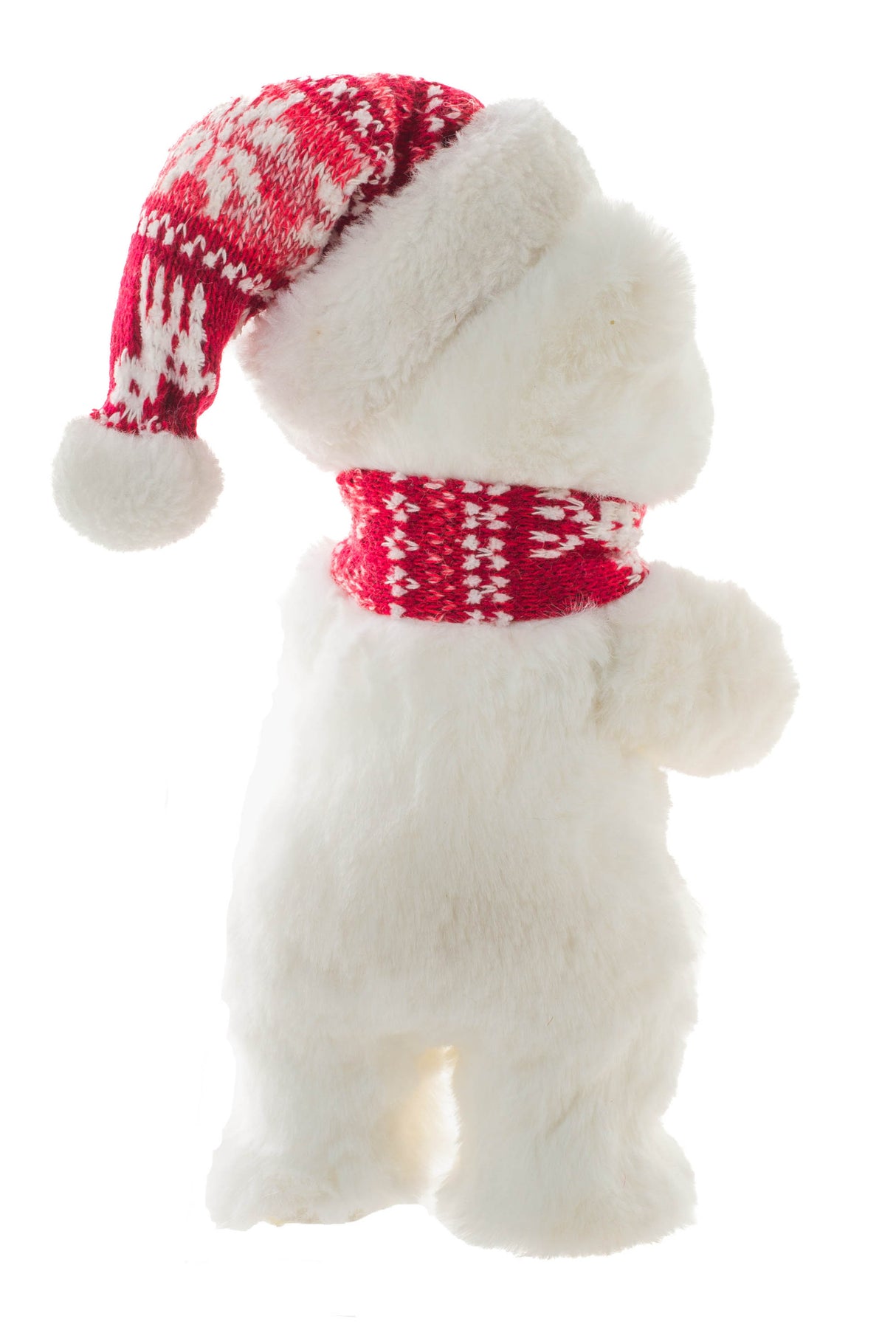 10" Striped White and Red Furry Cub Figurine with Scarf