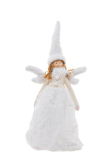 16" Sitting White Cloth Angel Girl with Wings