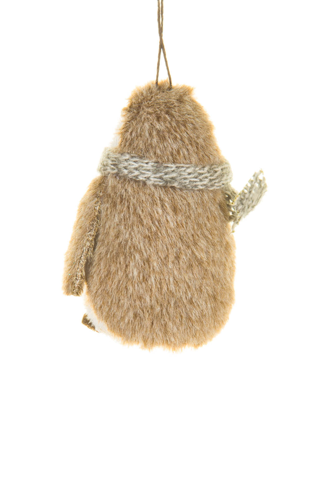 2.75" Hanging Brown and White Foam Penguin Ornament with Scarf