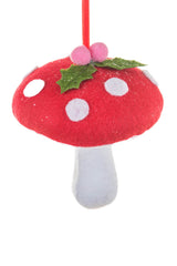 4" Hangable Red and White Foam Mushroom Ornament with Spores