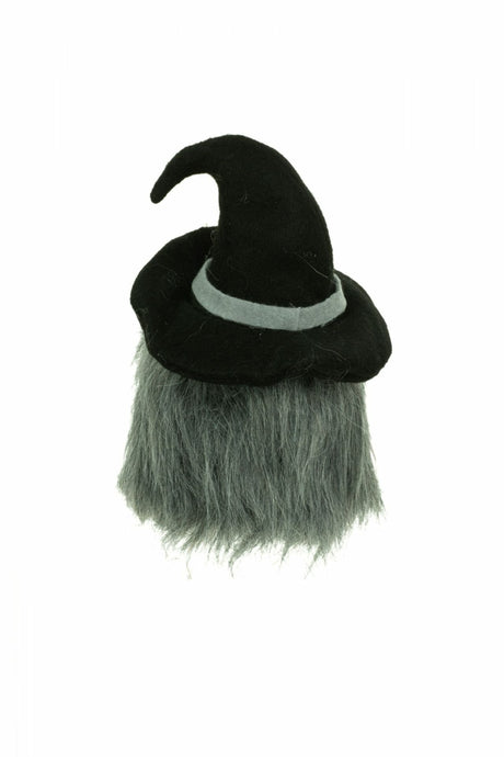 7" Black and Gray Cloth Halloween Gnome Doll with Witch Hat