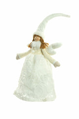 16" Sitting White Cloth Angel Girl with Wings