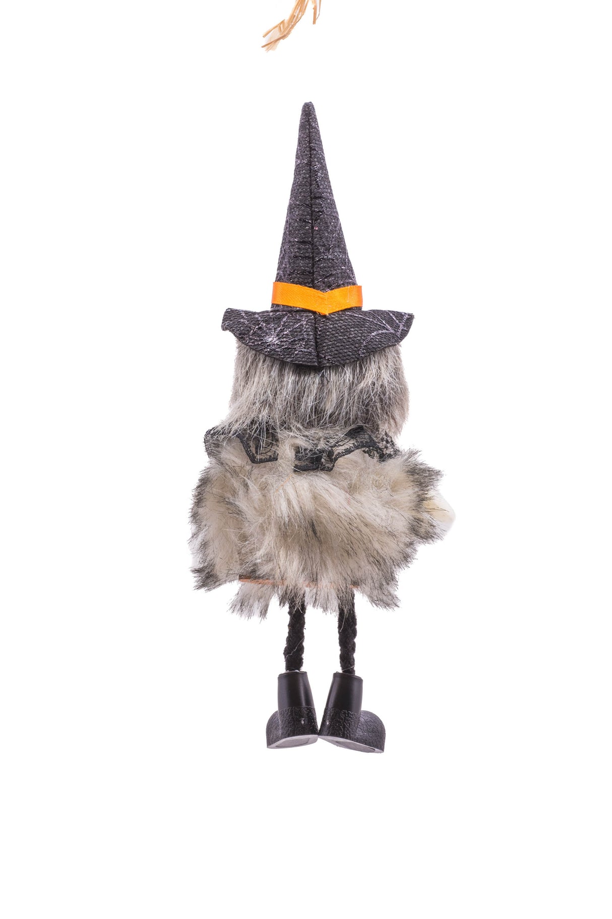 7.5" White Cloth Cute Lil Fuzzy Skelly with Spider-Print Hat