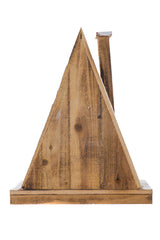 17"Triangular Smokey and White Wood House LED Display with Glittered Roof