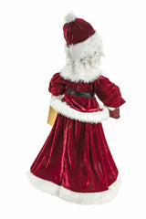 32" Burgundy Cloth Mrs. Claus Figurine with Gift Bag