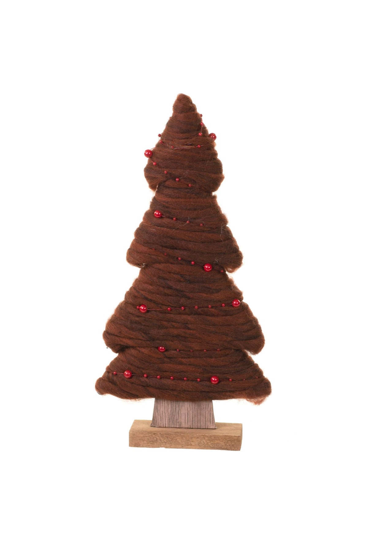 12.25" Burgundy Wool Flat Tree with Pearls