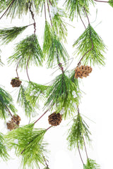 44" Green and White Icy Teardrop Branches with Pinecones