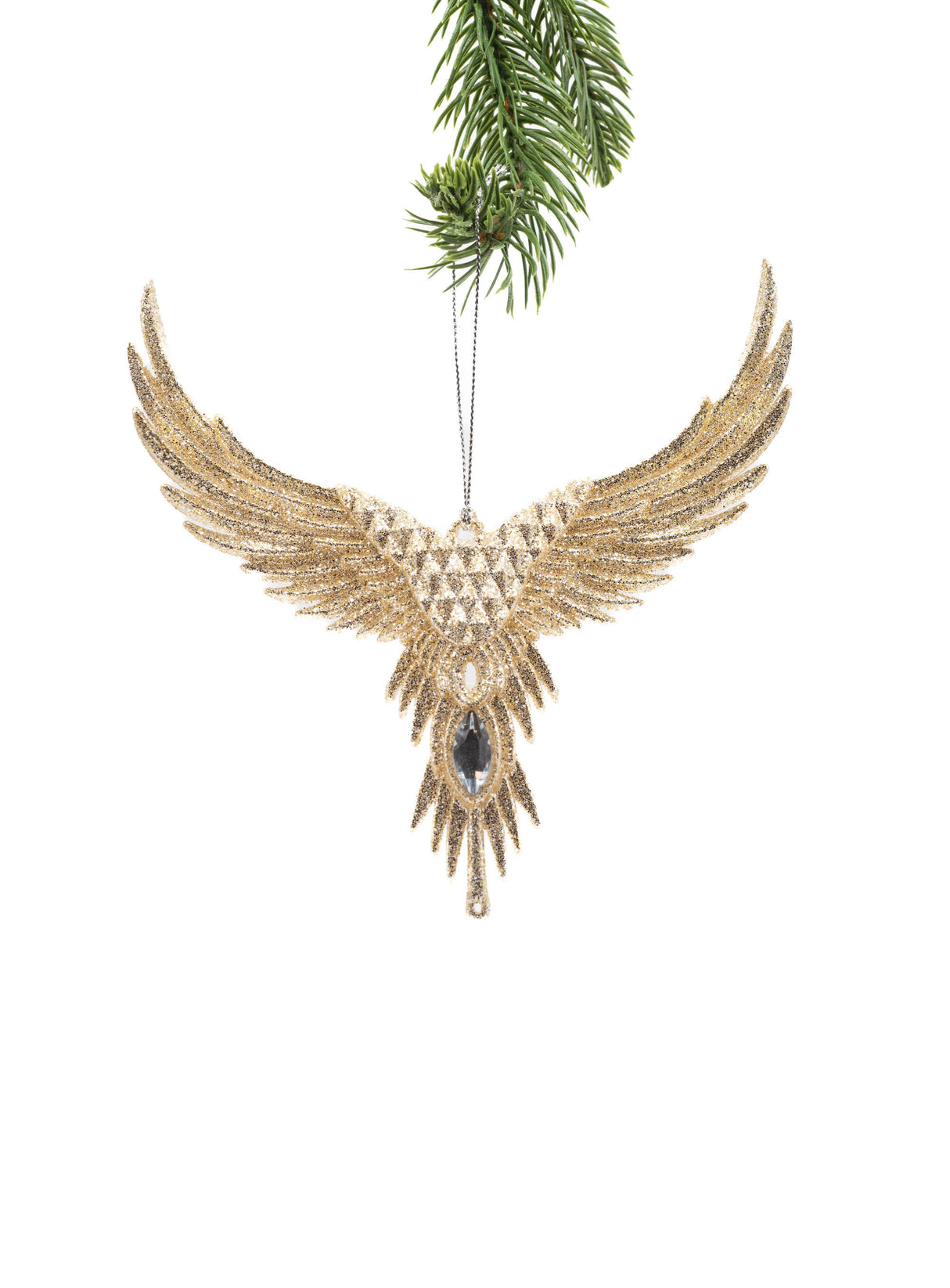 6.5" Hanging Champagne Plastic Angel Wing Ornament