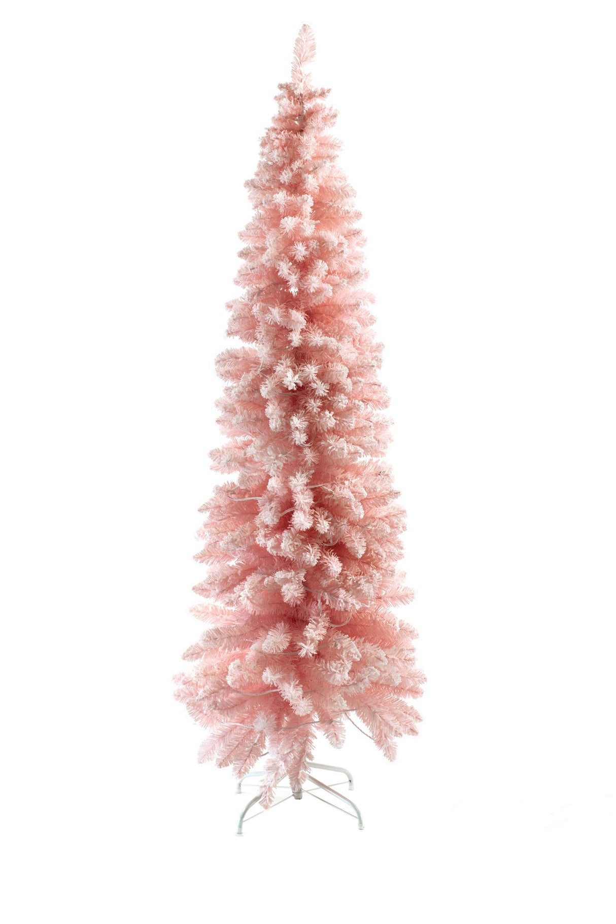 72" Pink Pvc Spruce-Needle Christmas Pencil Tree with Snowy Tips