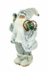 12" White and Gray Cloth Festive Santa Figurine with Snowshoes