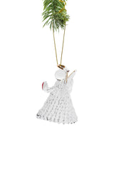 3" Hanging Pearline Clear Glass Crystal Angel Ornament with Heart