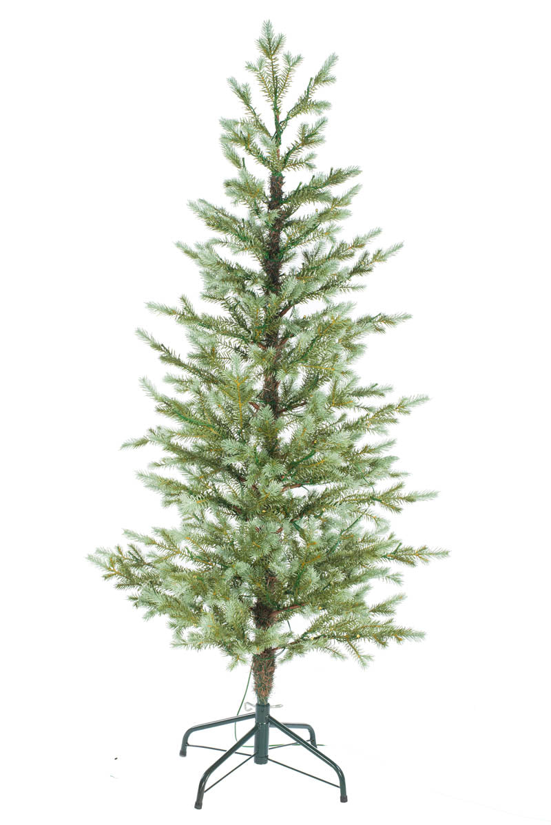 60" Blue Pvc/Pe Spruce Warm White LED Christmas Tree with Metal Tree Stand