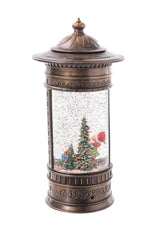 10.5" Brown Plastic English Mailbox LED Snow Globe with Working Elf