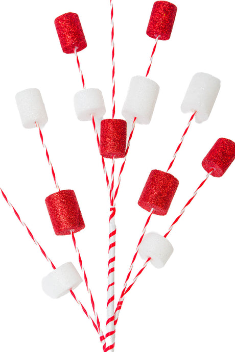 28.5" Candycane Red and White Foam Marshmallow Tree Pick