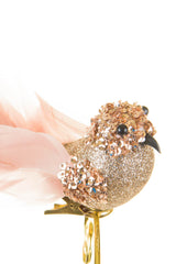 6" Googly-Eyed Clip-On Rose Gold Foam Bird Ornament with Glittered Body