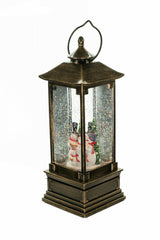 11.5" Gold Lantern Warm White LED Snow Globe with Snowman Caroler Family