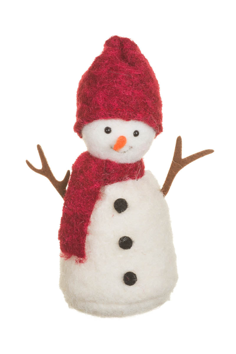 6.5" Soft Red Fabric Capped Snowman Doll with Scarf