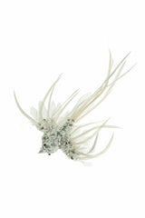 9" Clip-On Silver and White Acrylic Bird Ornament with Feather Tail