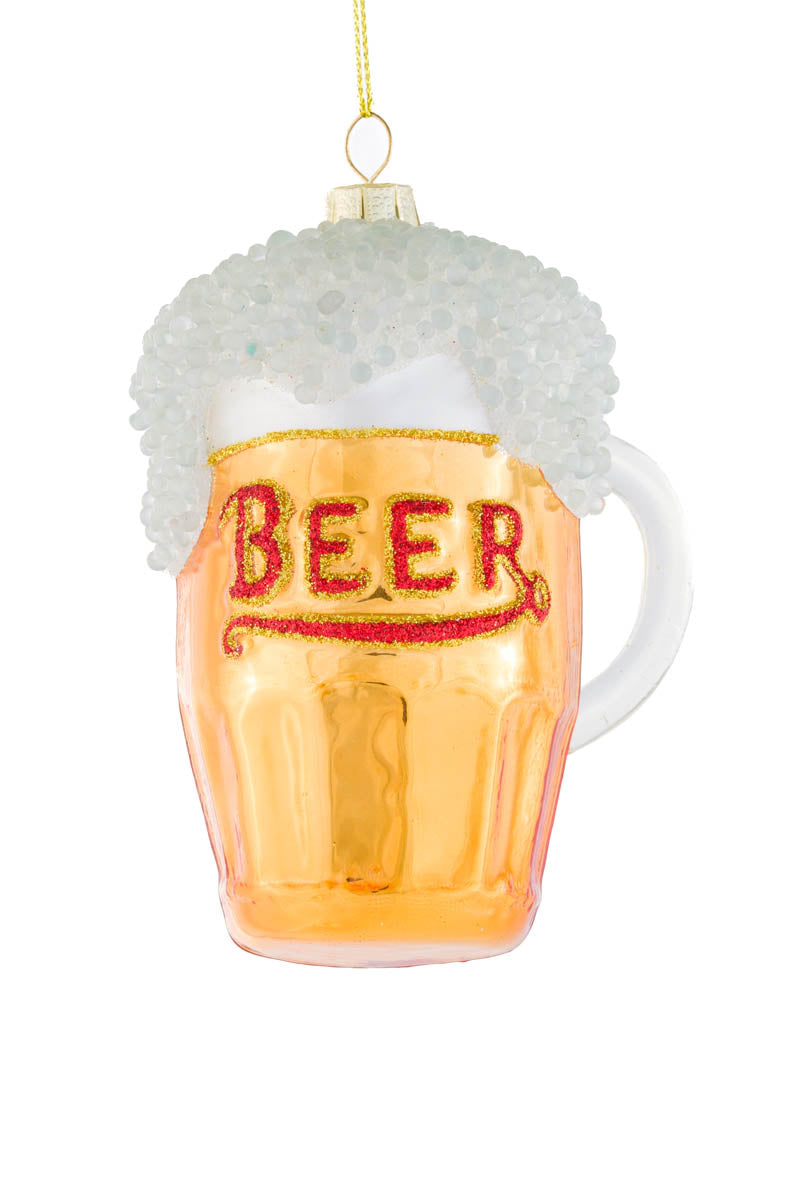 5" Hanging Gold Glass Beer Mug Ornament
