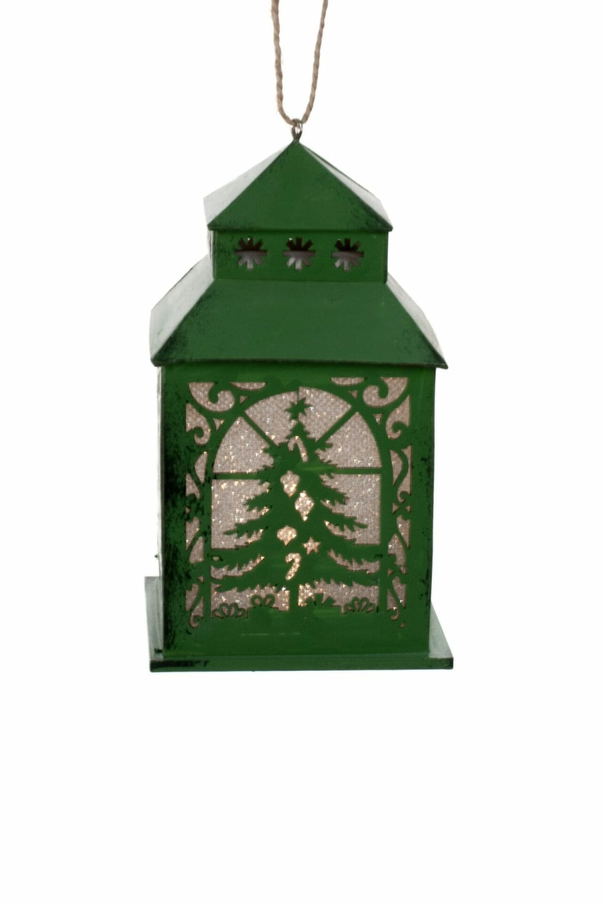 4.5" Hanging Green Cardboard Christmas Tree LED Ornament