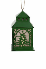 4.5" Hanging Green Cardboard Christmas Tree LED Ornament
