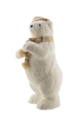 21.5" White and Beige Furry Bear Figurine