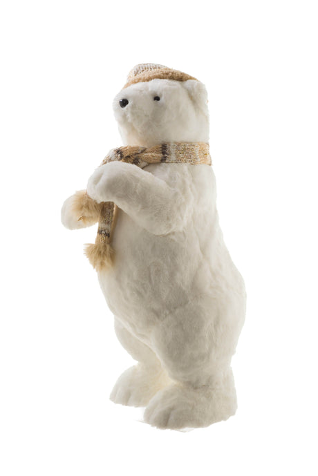 21.5" White and Beige Furry Bear Figurine