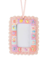 4" Hanging Baby Blue & Pink Resin Photo Frame Ornament for Babies