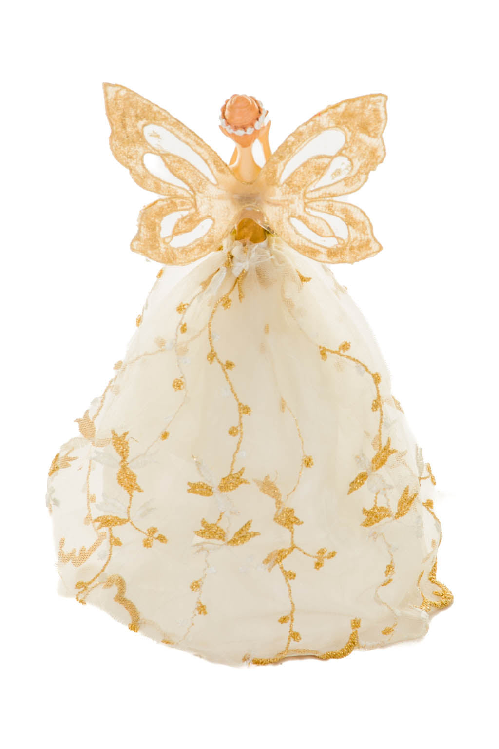 10.3"White and Gold Polyester Graceful Angel Tree Topper