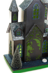 12" Black and Green Cardboard LED Haunted House