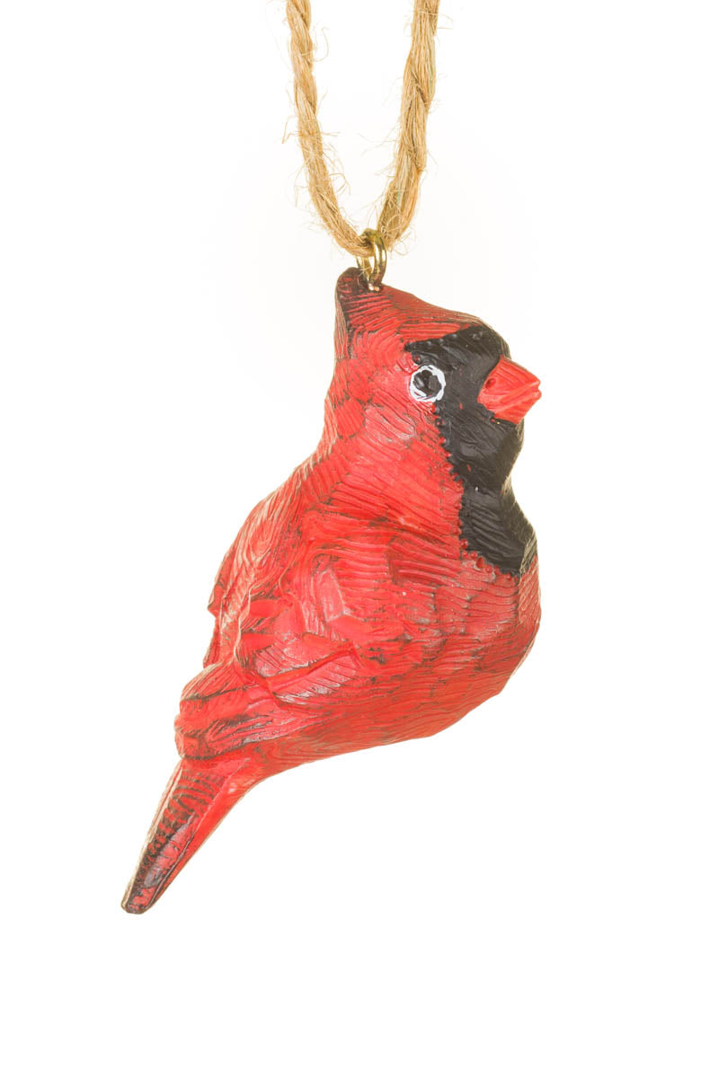 2.25" Etched Hangable Red Resin Cardinal Ornament
