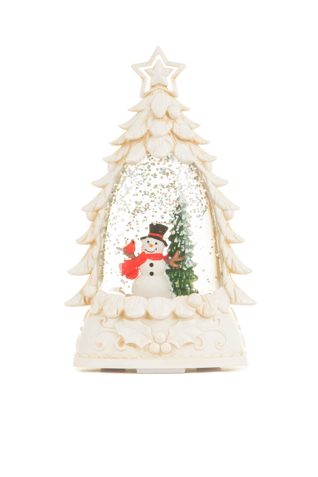 6" Mini White Plastic Happy Snowmen Warm White LED Snow Globe