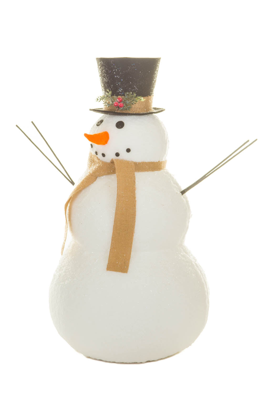 27" Large Striped White and Red Foam Snowman Figure with Striped Cap