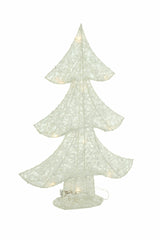 21.75" White Cotton Rope 3-Tier Illuminated Tree