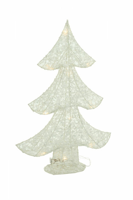 21.75" White Cotton Rope 3-Tier Illuminated Tree